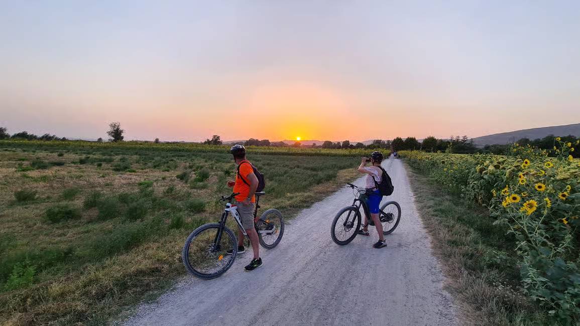 Lake Trasimeno Private Bike Tour e-bike in Umbria with italian vineyards visit