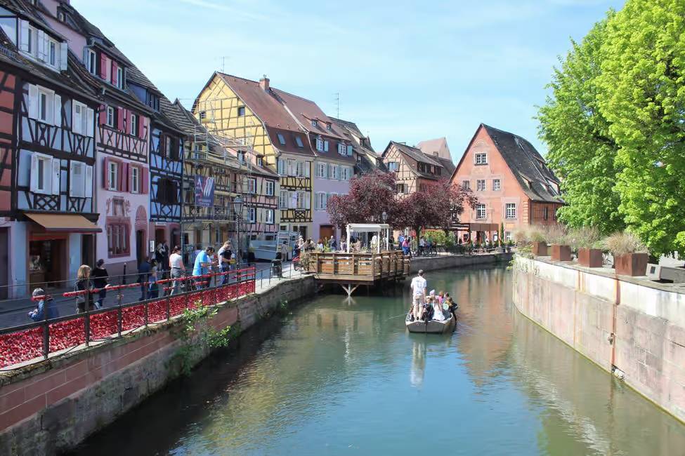 walking in the pretty old city of Colmar on a walking wine tour