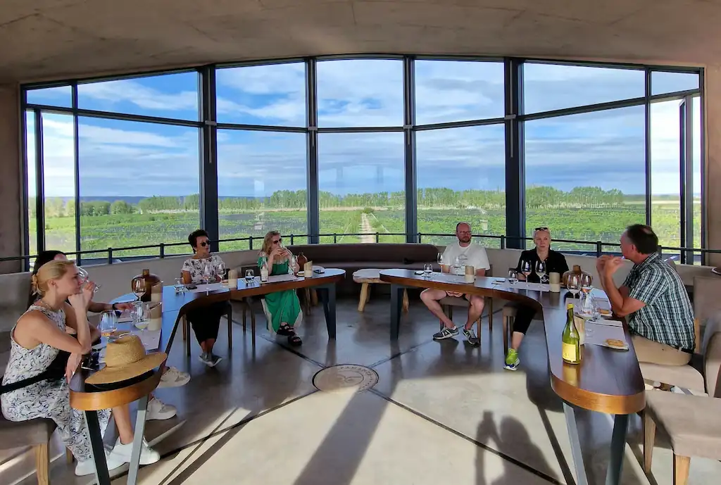Wine tasting room with view in local winery, Uco Valley, Mendoza, Argentina