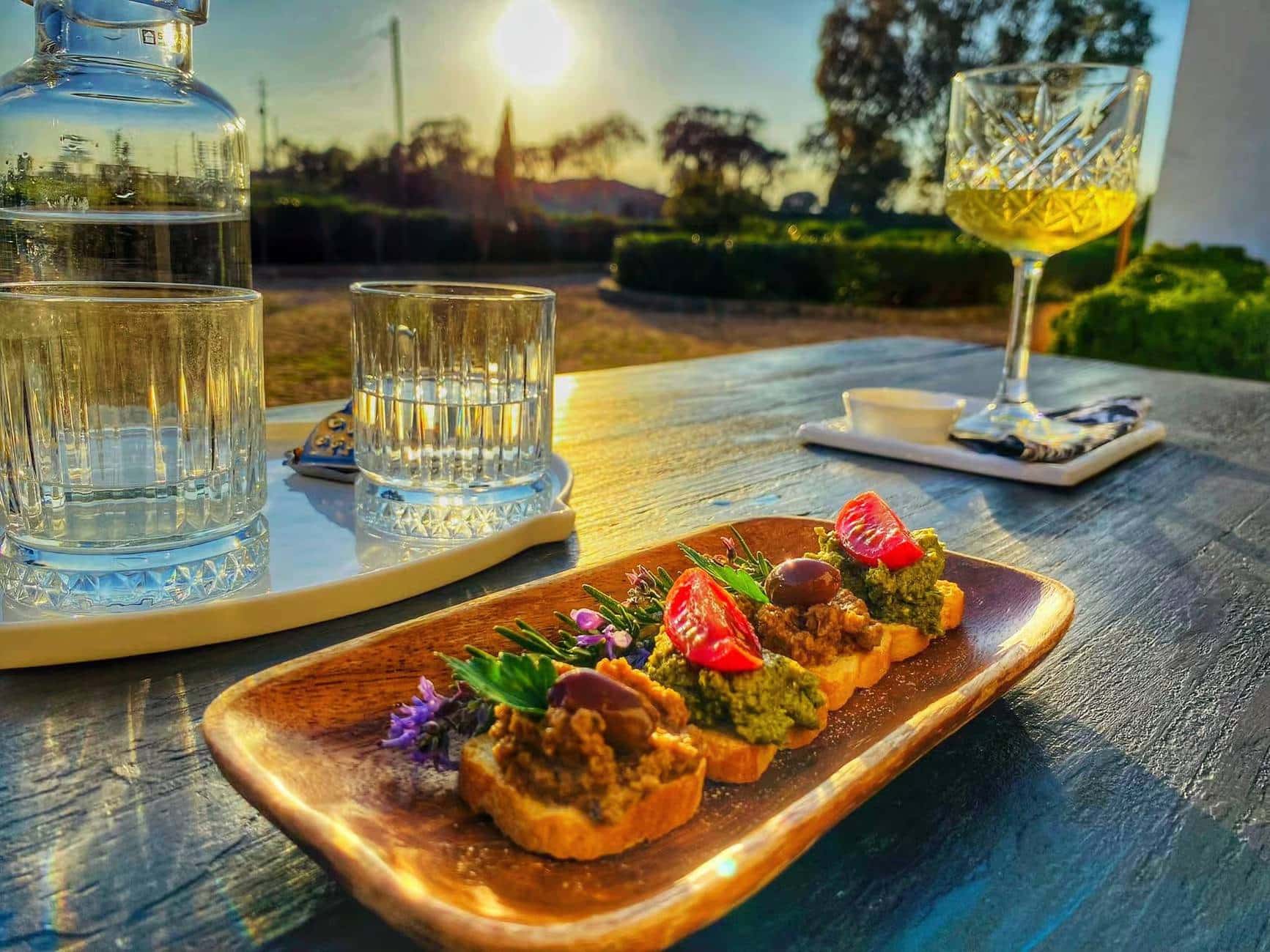 Enjoying food and wine pairing in Mertola, local winery, in Alentejo